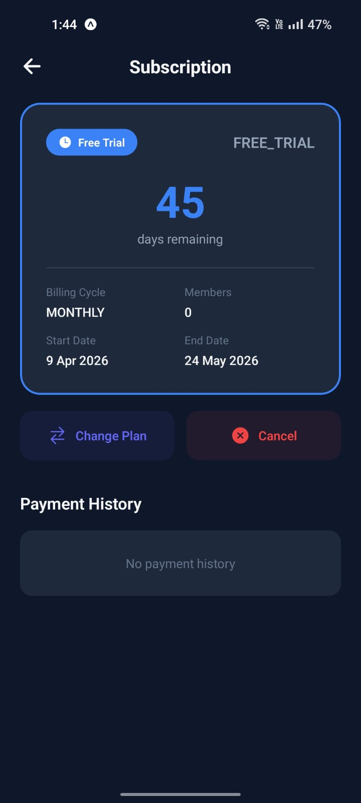 Strivv Fit subscription screen